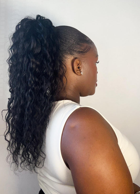water wave ponytail, 18 inches, 100% human hair, phondo