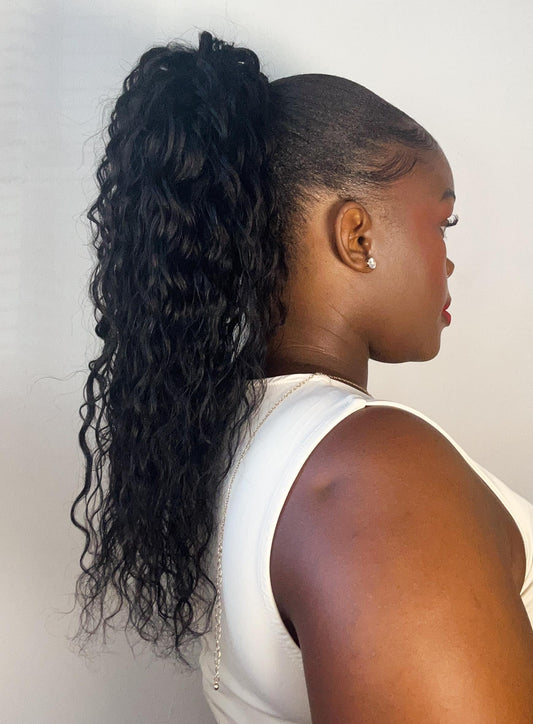 water wave ponytail, 18 inches, 100% human hair, phondo